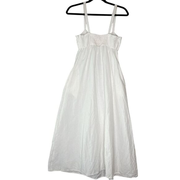 L'Agence Jessamy Dress Linen Maxi Pleated Smocked Baby Doll Milkmaid Beach - Picture 4 of 9
